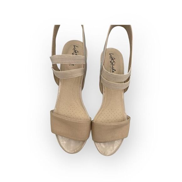 NWT LifeStride Womens Yolo Soft System Wedge Sandals Tender Taupe Size 11M - Picture 2 of 10